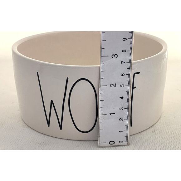 DOG FOOD/WATER BOWL-RAE DUNN-"WOOF"-Cream Color-Ceramic-6" Diameter-2.75" High - Picture 9 of 10